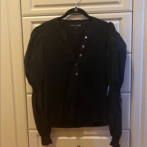 Veronica Beard Black Puff Sleeve Blouse.  Light wear. Size Large. 97% Cotton